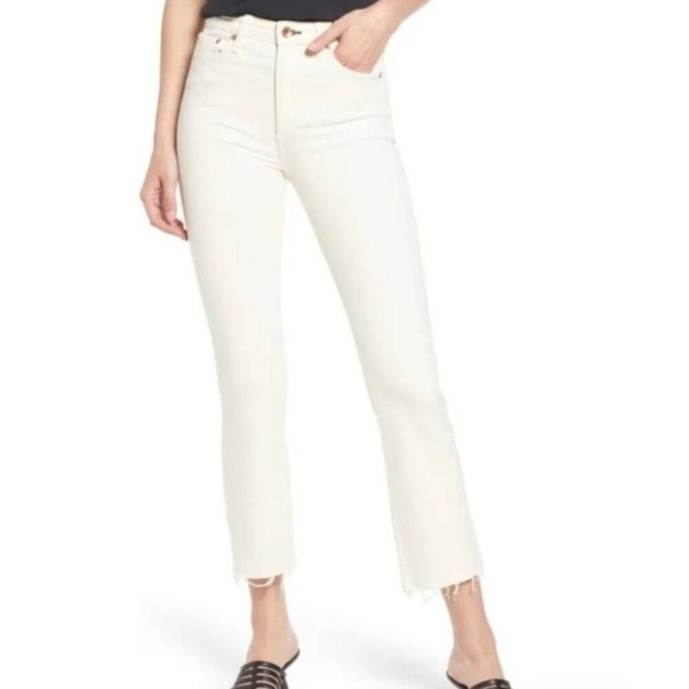 Rag & Bone Nina High Rise Ankle Flare Jeans Neutral Ecru Women's Size 28